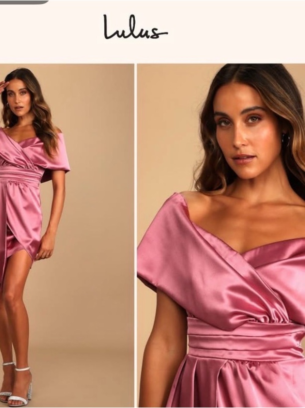 Lulu's One-Shoulder Satin Rose Pink Mini Dress